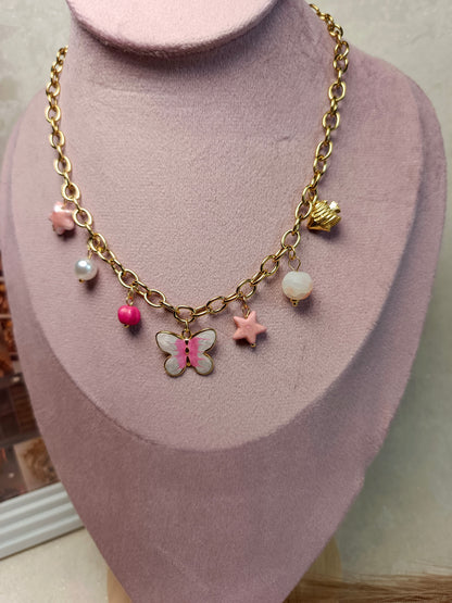 Whimsical Butterfly & Star Charm Necklace
