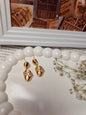 Anti tarnish Elegant Gold Textured anti tarnish Drop Earrings with Crystal Detailing