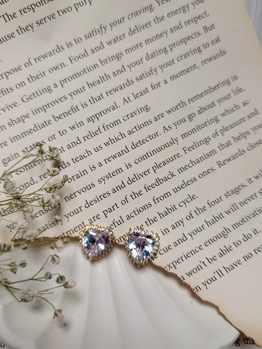 Romantic Crystal Heart anti tarnish Stud Earrings | Gold-Toned