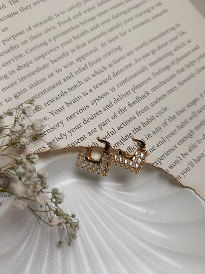 Dazzling Square Crystal anti tarnish Hoop Earrings | All-Over Sparkle