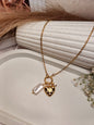 Anti tarnish Modern Love & Pearl Charm Necklace