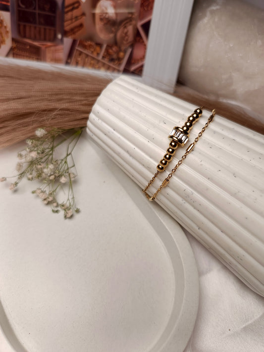 Modern Crystal Bar & Beaded Bracelet