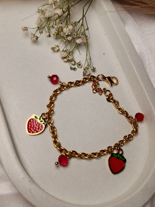 anti tarnish Strawberry Delight Charm Bracelet