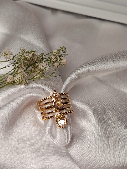 Anti tarnish Effortless Layered Charm Ring
