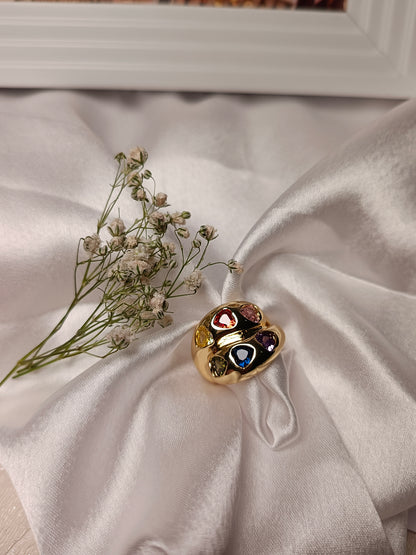 Anti tarnish Vibrant Multi-Color Gemstone Bubble Ring
