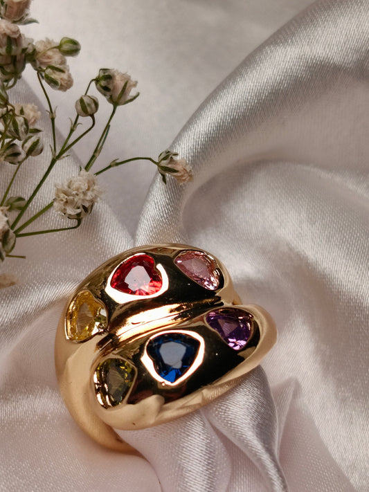 Anti tarnish Vibrant Multi-Color Gemstone Bubble Ring