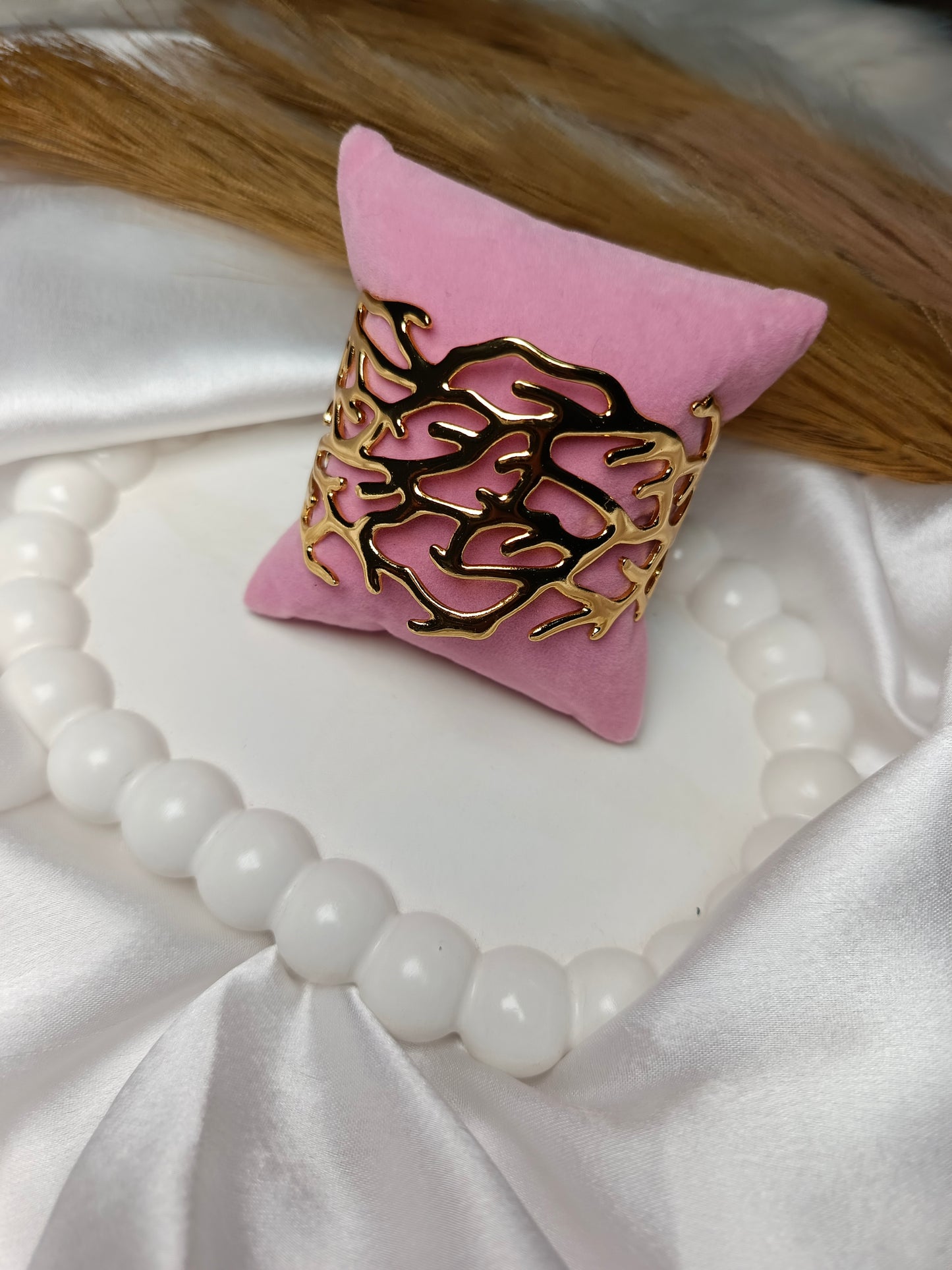 Anti tarnish Gold Abstract Coral Cuff Bracelet