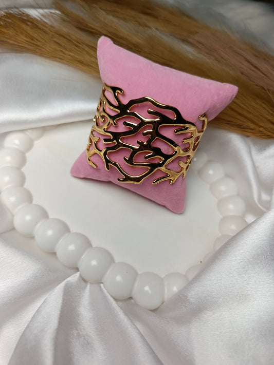 Anti tarnish Gold Abstract Coral Cuff Bracelet