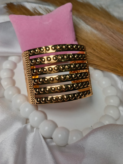 Anti tarnish Modern Beaded Gold Cuff Bracelet