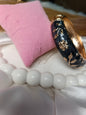 Elegant Black & Gold Floral Enamel Bangle