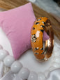 Chic Orange & Gold Floral Enamel Bangle