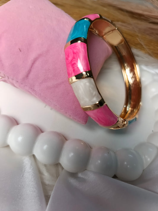 Bold Color-Block Enamel Bangle