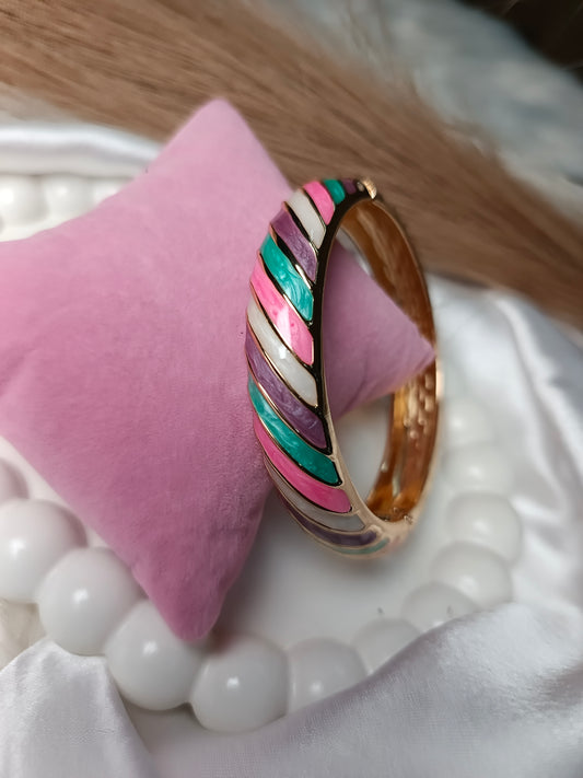 Multicolored Striped Enamel Bangle
