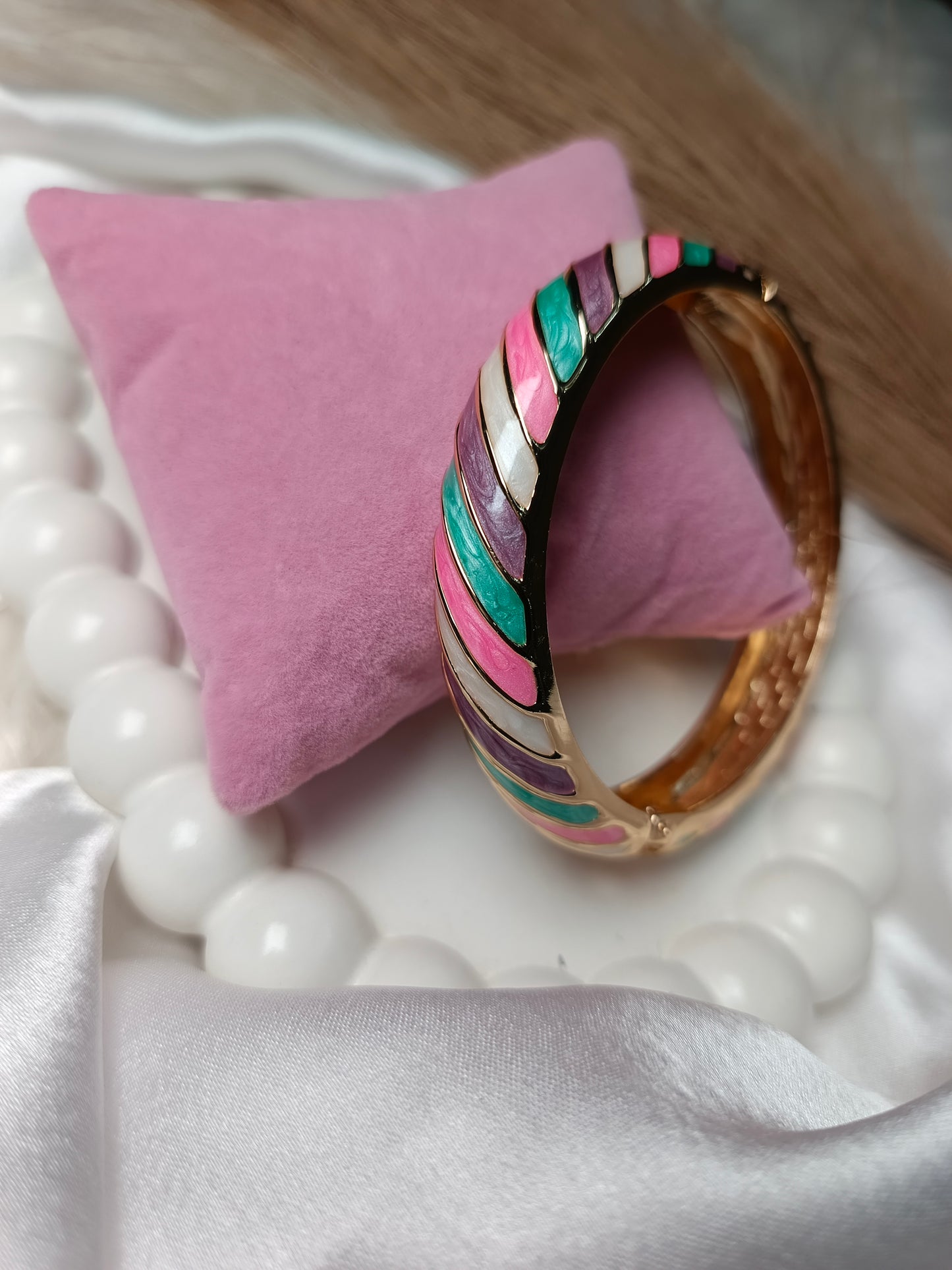 Multicolored Striped Enamel Bangle