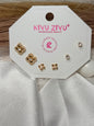 Gold-Tone Clover Stud Earring Set