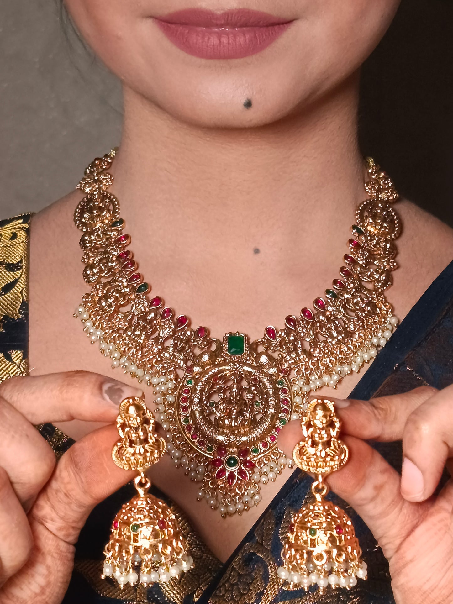 Antique Gold-Plated Lakshmi Temple Jewelry Set