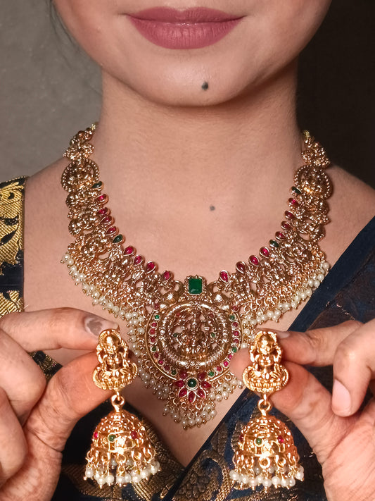Antique Gold-Plated Lakshmi Temple Jewelry Set