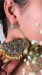 Mirror & Pearl Polki Hoop Earrings