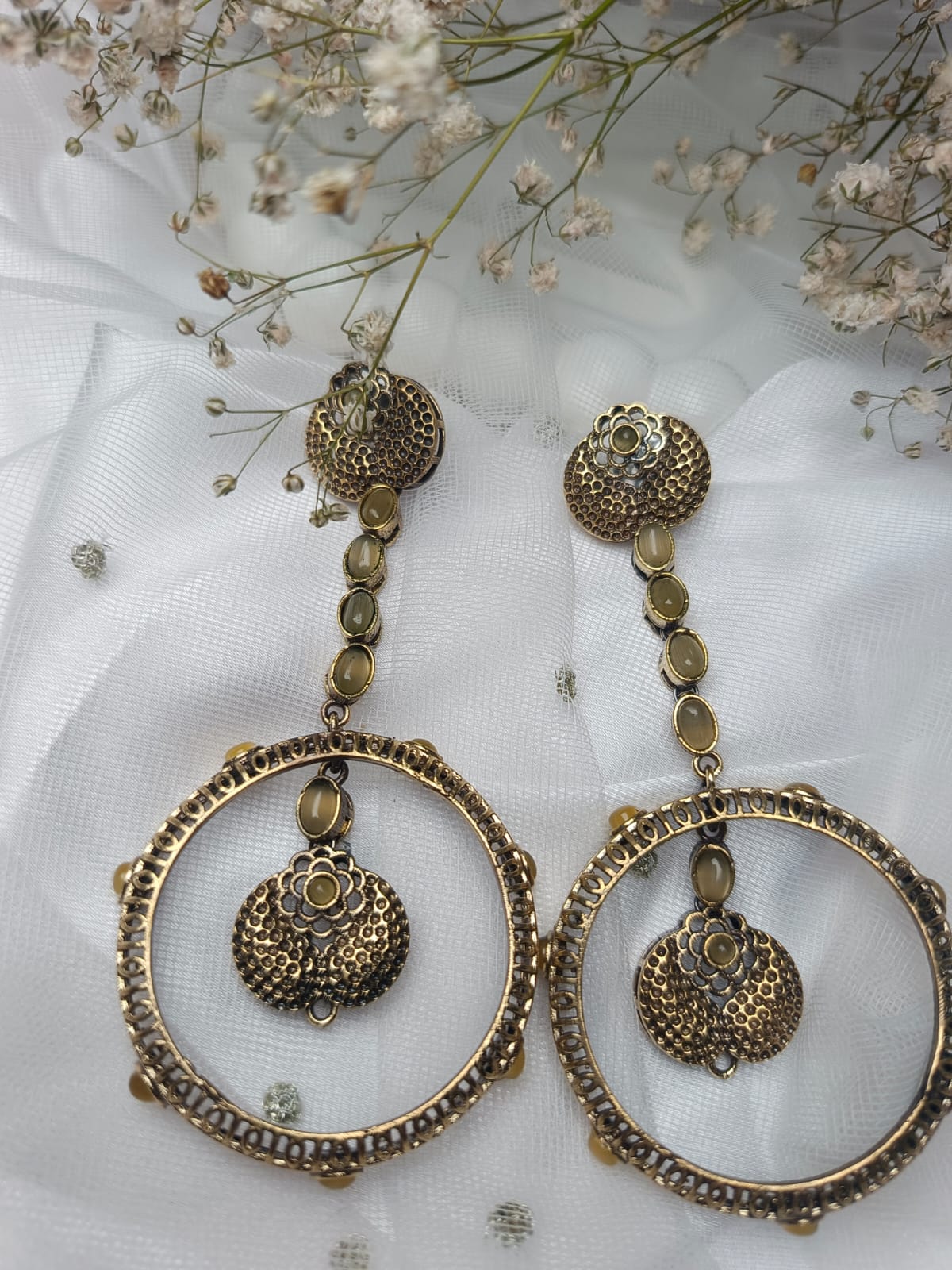 Vintage-Style Oxidized brass Earrings