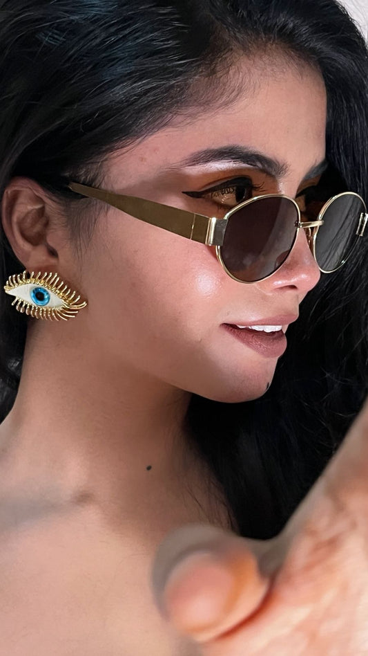Anti tarnish Golden Evil Eye Earrings
