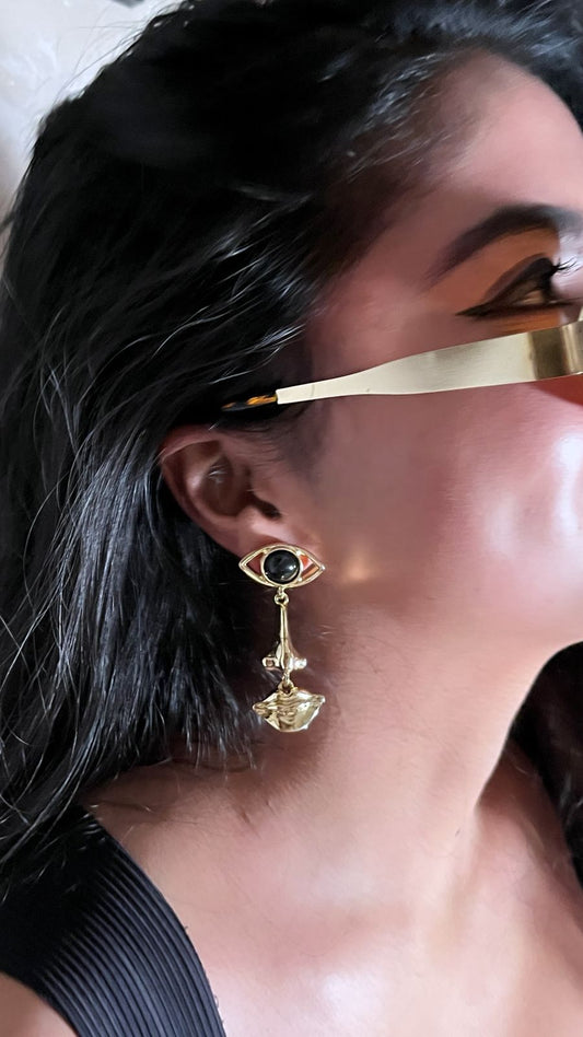 Anti tarnish Golden Evil Eye & Hamsa Hand Earrings