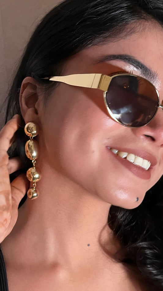 Anti tarnish Golden Organic Shape Drop Earrings