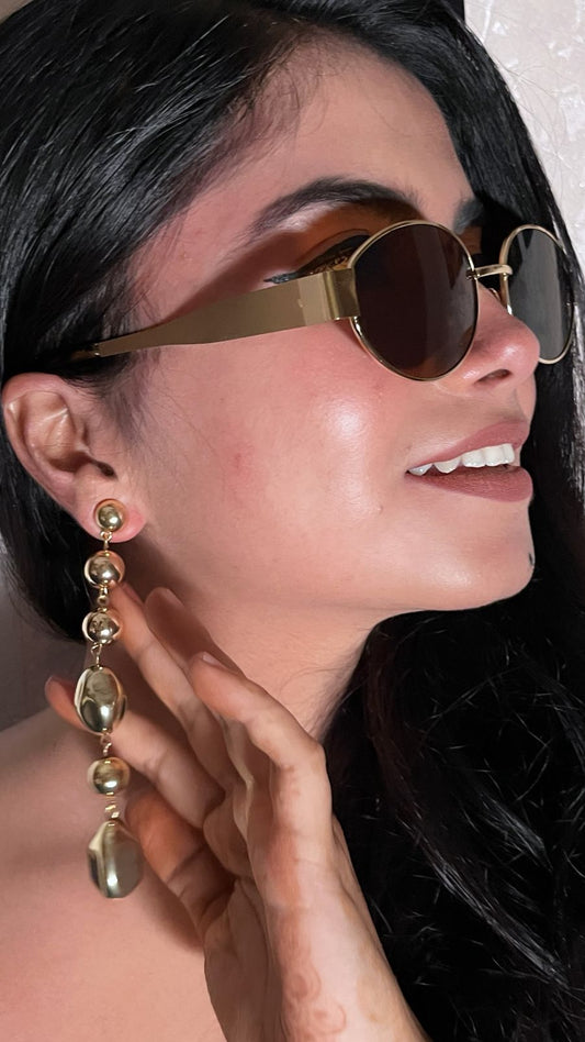 Anti tarnish Mixed Shape Golden Drop Earrings