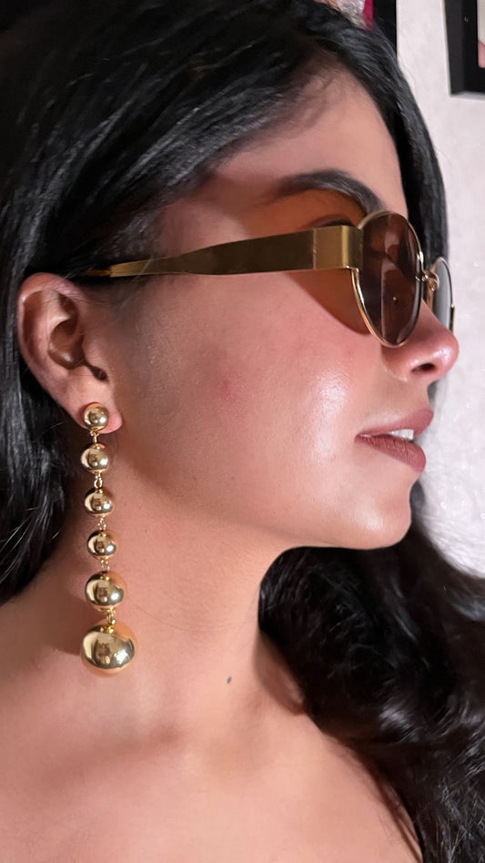 Anti tarnish Graduated Golden Ball Drop Earrings
