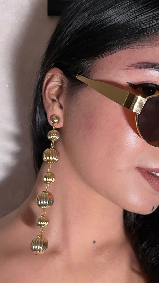 Anti tarnish Golden Tiered Drop Earrings