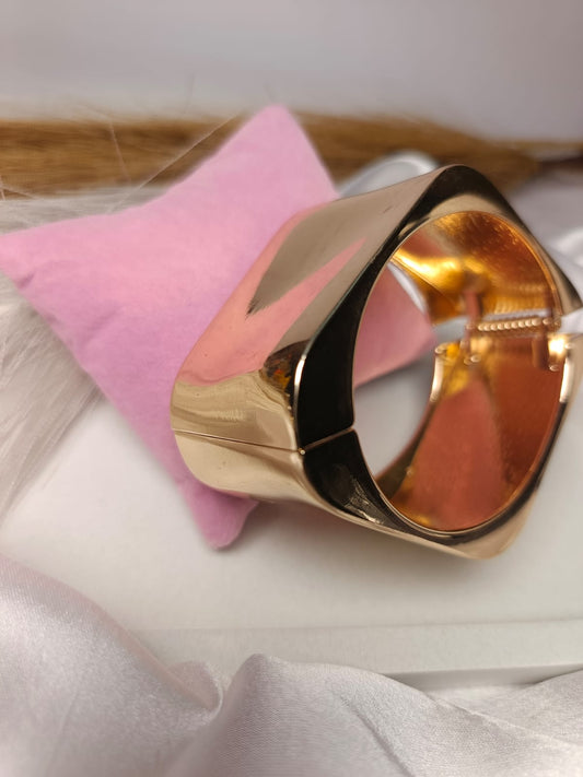 Gold Square Statement Openable  Bangle