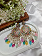 Colorful Meenakari and Pearl Chandbali Earrings