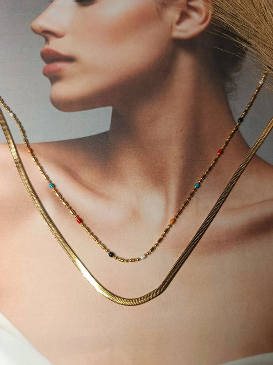 Anti-Tarnish Gold-Plated Layered Choker Necklace