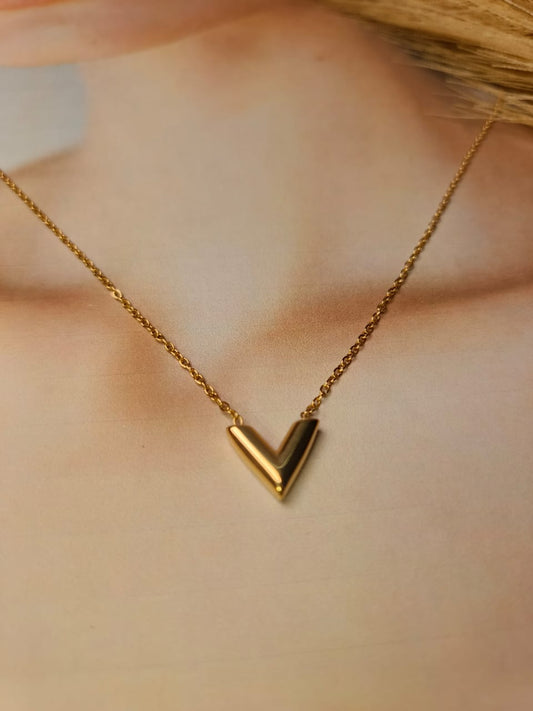 Anti-Tarnish Gold-Plated V-Shape Necklace