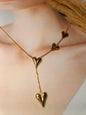 Anti-Tarnish Gold-Plated Heart Lariat Necklace