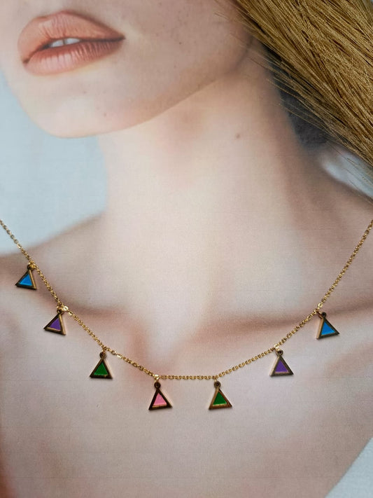 Anti-Tarnish Gold-Plated Triangle Dangle Necklace