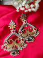 Dual-Tone Peacock brass Earrings with Pearls and Pink Stones - Ethnic Indian Jewelry