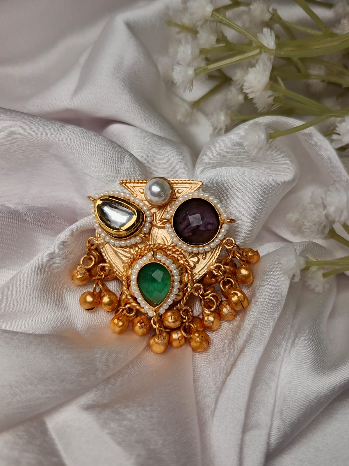 Adjustable Bohemian Owl Charm Ring - Gold Plated Brass