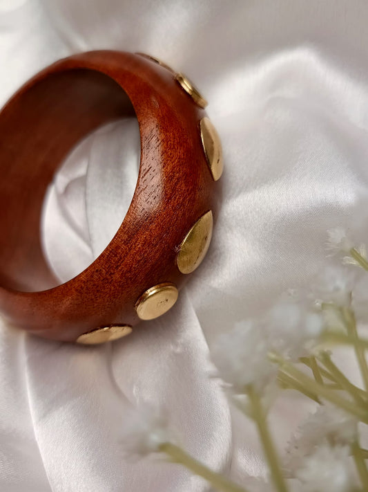 Trending Bohemian Luxe Wooden Cuff with Gold Accents size upto 2'8