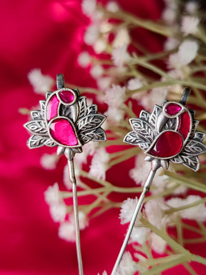 Traditional oxidised ear spike earrings