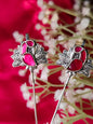 Traditional oxidised ear spike earrings