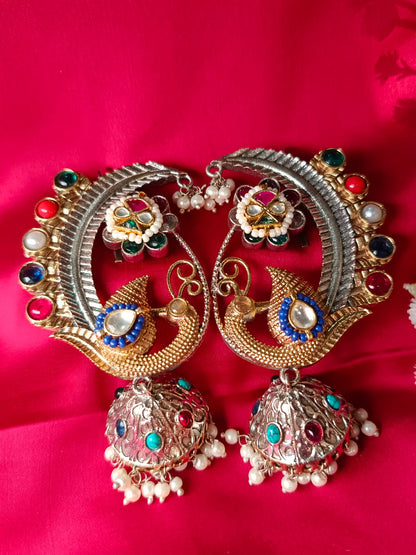 Premium Paachi Kundan Earcuff: Artisan Indian Design | Uncut Gemstone Elegance