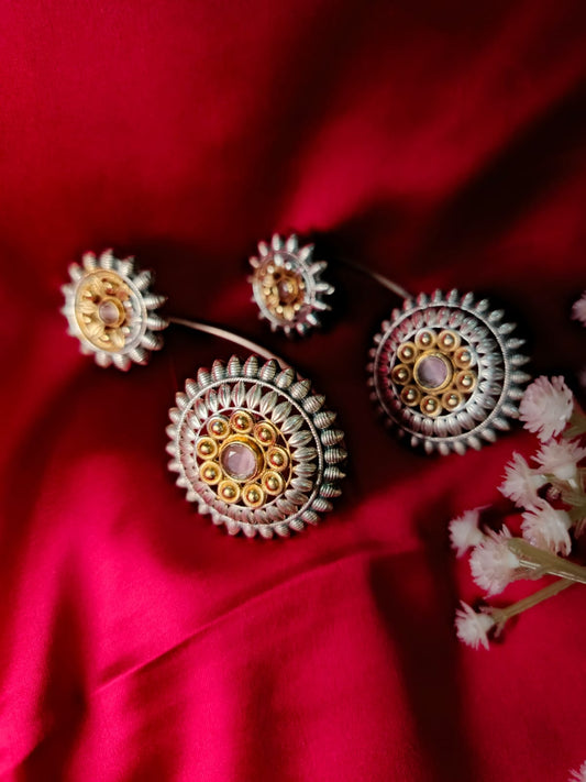 German silver Radiant Sunburst Earcuffs