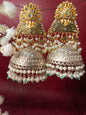 Exquisite Traditional Brass Jhumkas with Pearls