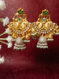 Luxurious Paachi Kundan Brass Jhumka Earrings - Emerald & Pearl