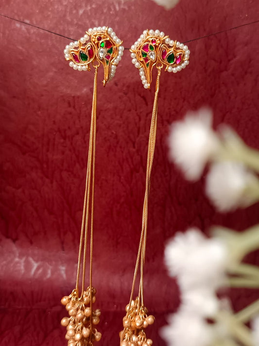Antique Gold-Tone Brass Boho Dangler Earrings