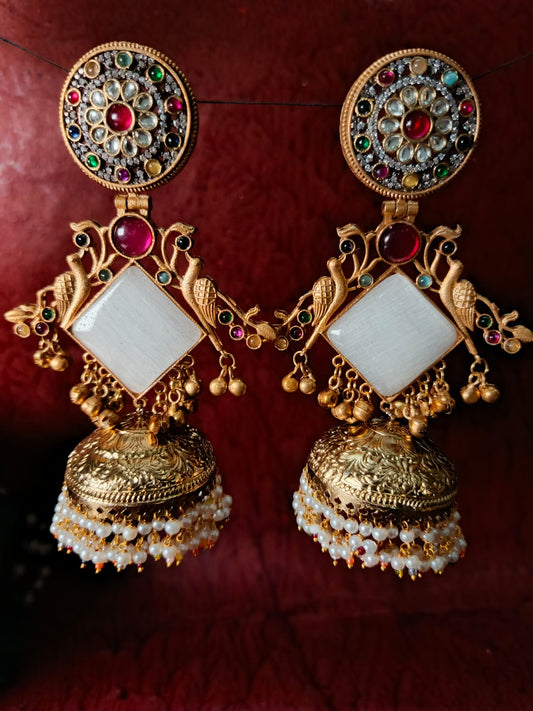 Magnificent Gold Plated Brass Jhumka Earrings