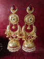 Traditional Gold Plated Brass Chandbali Jhumka Earrings