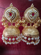 Traditional Pachi Kundan Brass Jhumka Earrings