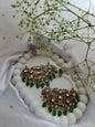 Mirror & Pearl Polki Hoop Earrings