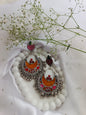 Colorful Meenakari Jhumka Earrings in Oxidized Silver